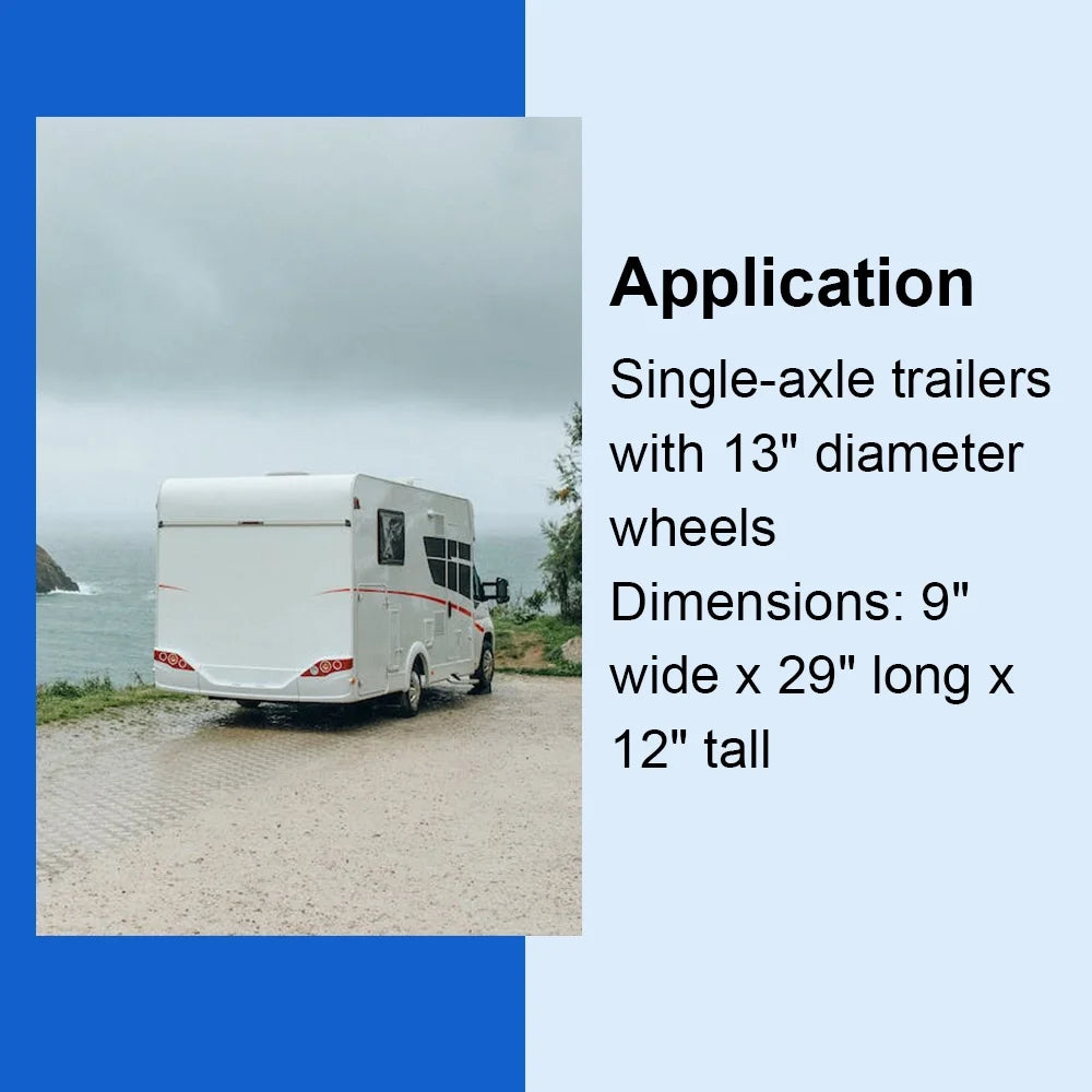 Pair of Single Axle Trailer Fenders 13" Wheels Tires Top Step Skirt Boat I3055