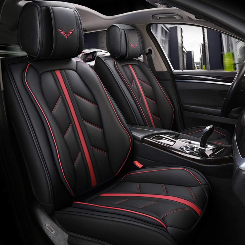 Gray Faux Leather Car Seat Covers Full Set 5 Seats Universal Waterproof M77305