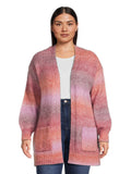 Women's Plus Size Drop Shoulder Open Cardigan with Balloon Sleeves H894119