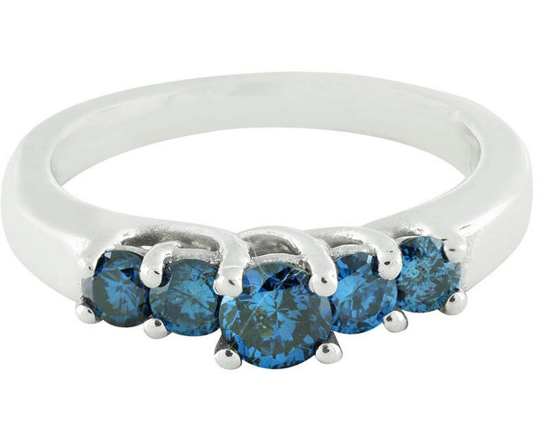 10K White Gold Treated Blue Diamond Engagement Ring 0.75ct J557032
